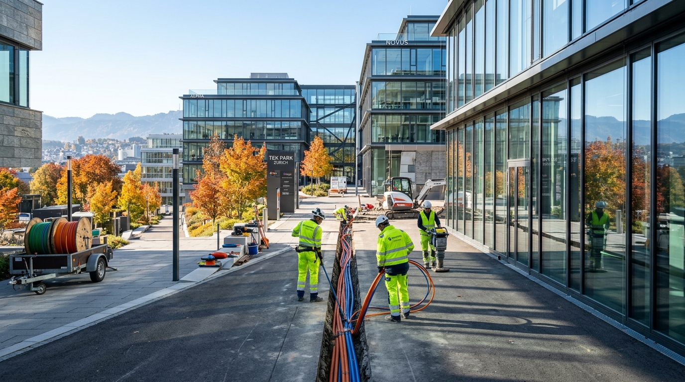 Zürich Tech Park campus fiber cabling