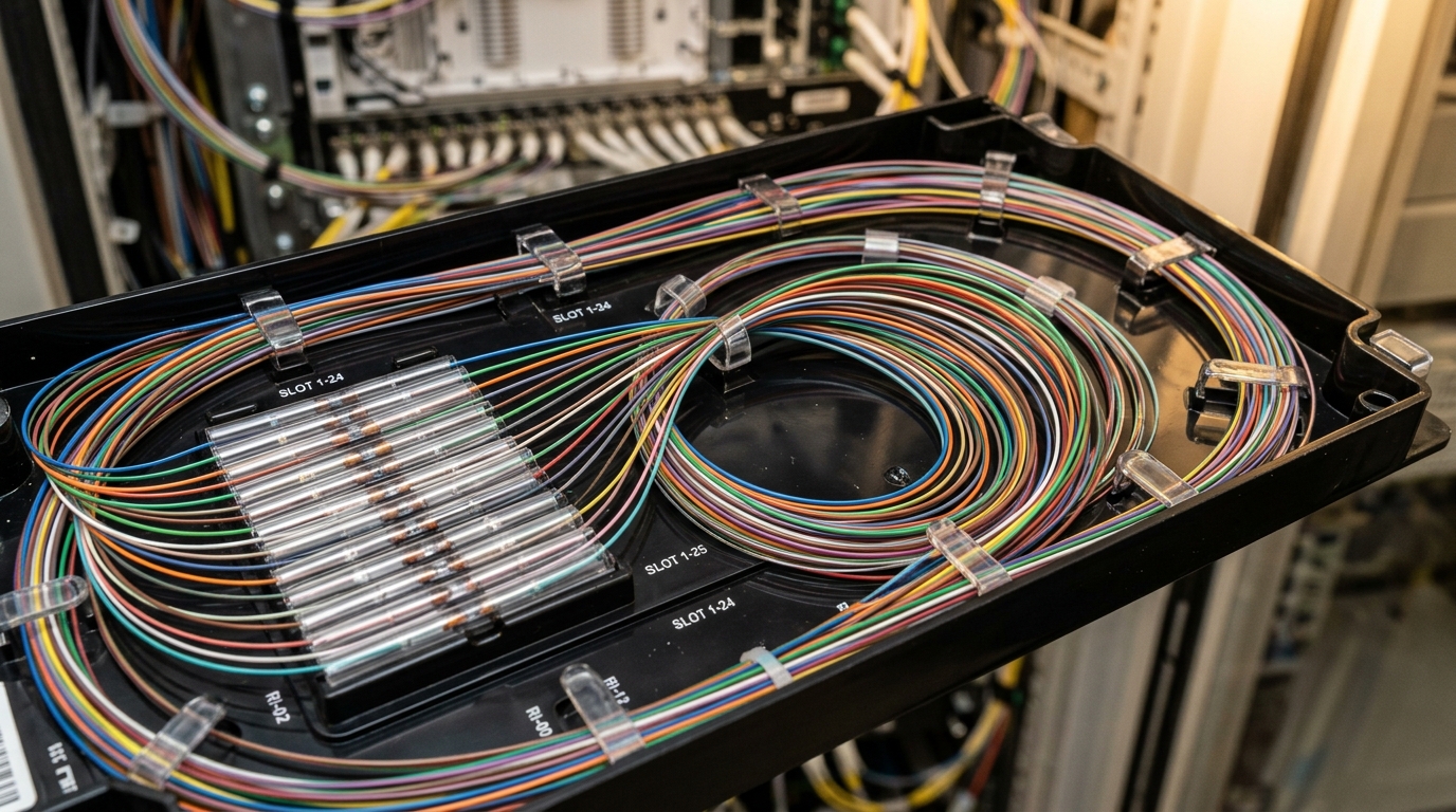 Fusion spliced ribbon fiber enclosure